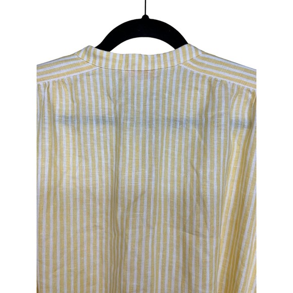 Tory Burch Linen Maxi Dress Yellow/ White Stripe Caftan Women’s Size Large - Picture 6 of 12